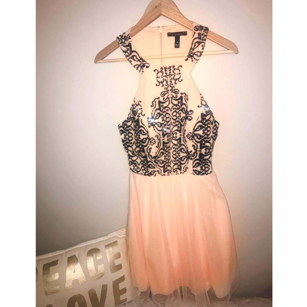 Xtraordinary Light Pink and Black Homecoming Dress